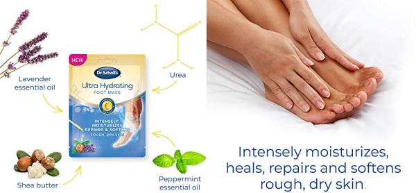 Purchase Dr. Scholl's Ultra Hydrating Foot Mask 3 Pack, Intensely Moisturizes Repairs and Softens Rough Dry Skin with Urea, 3 Count on Amazon.com