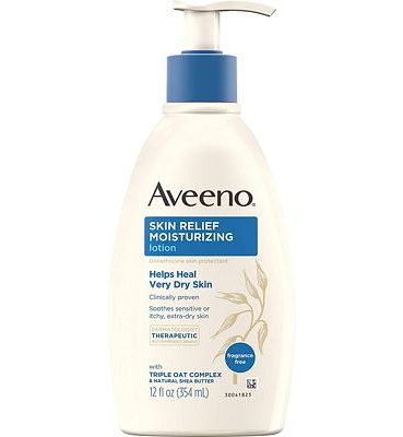 Purchase Aveeno Skin Relief Moisturizing Lotion for Very Dry Skin with Soothing Triple Oat & Shea Butter Formula, Dimethicone Skin Protectant Helps Heal Itchy, Dry Skin, Fragrance-Free, 12 fl. oz at Amazon.com