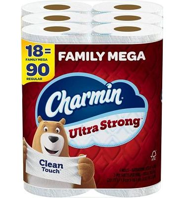Purchase Charmin Ultra Strong Toilet Paper 18 Family Mega Rolls, 308 Sheets Per Roll at Amazon.com