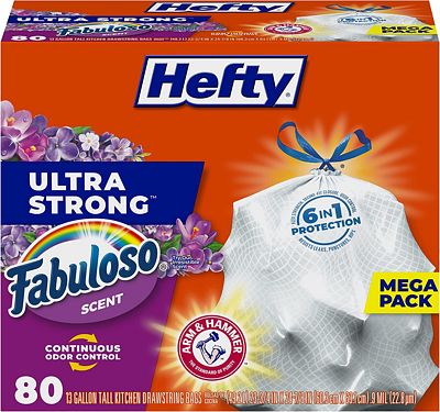 Purchase Hefty Ultra Strong Tall Kitchen Trash Bags, Fabuloso Scent, 13 Gallon, 80 Count at Amazon.com