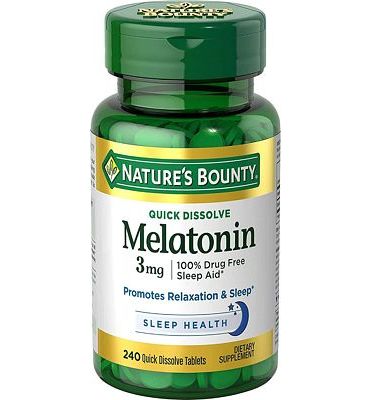 Purchase Natures Bounty Melatonin 3mg, 100% Drug Free Sleep Aids for Adults, 240 Count at Amazon.com