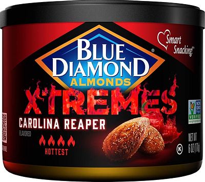 Purchase Blue Diamond Almonds XTREMES Carolina Reaper Flavored Snack Nuts, 6 Oz Resealable Cans at Amazon.com