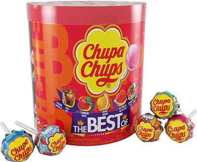 Purchase Chupa Chups Candy, Lollipops Drum Display, 60 Count, 5 Assorted Candy Flavors for Kids, Holiday, Parties, Office, Concessions at Amazon.com