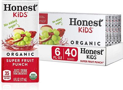 Purchase Honest Kids Super Fruit Punch, Organic Juice Drink, 6 Fl oz Juice Boxes, Pack Of 40, Fruit Punch, 6 Fl Oz (Pack of 40) at Amazon.com