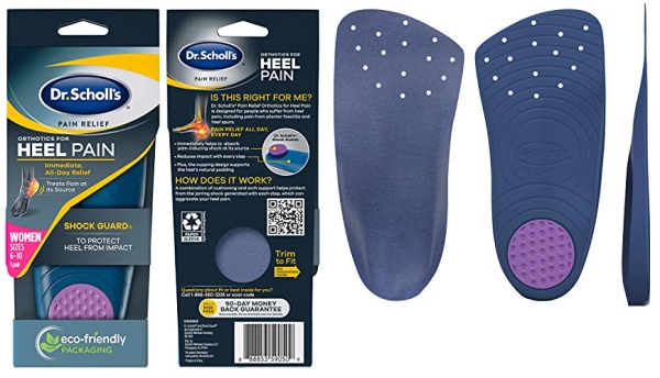 Purchase Dr. Scholl's HEEL Pain Relief Orthotics, Clinically Proven to Relieve Plantar Fasciitis, Heel Spurs and General Heel Aggravation (for Women's 6-10) on Amazon.com