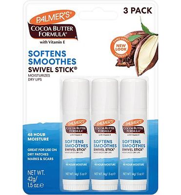 Purchase Palmer's Cocoa Butter Formula Moisturizing Swivel Stick with Vitamin E, Lip Balm, Face & Body Stick Moisturizer Ideal for Treating Dry Skin Patches (Pack of 3) at Amazon.com
