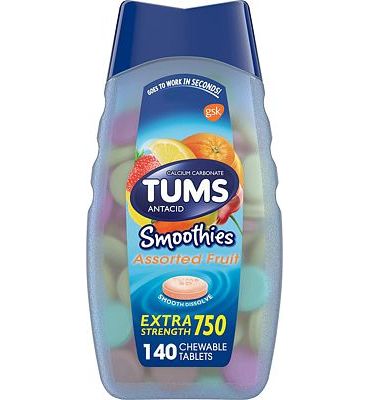Purchase TUMS Smoothies Extra Strength Antacid Chewable Tablets for Heartburn Relief, Assorted Fruit - 140 Count at Amazon.com