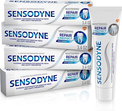 Purchase Sensodyne Repair and Protect Whitening Toothpaste, Toothpaste for Sensitive Teeth and Cavity Prevention, 3.4 oz (Pack of 4) at Amazon.com
