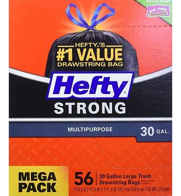 Purchase Hefty Strong Large Trash Bags, 30 Gallon, 56 Count at Amazon.com