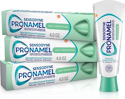 Purchase Sensodyne Pronamel Daily Protection Enamel Toothpaste for Sensitive Teeth, to Reharden and Strengthen Enamel, Mint Essence - 4 Ounce (Pack of 3) at Amazon.com