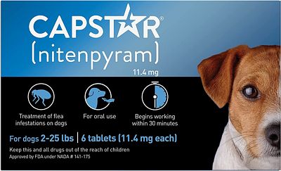Purchase CAPSTAR (nitenpyram) Oral Flea Treatment for Dogs, Fast Acting Tablets Start Killing Fleas in 30 Minutes, Small Dogs (2-25 lbs), 6 Doses at Amazon.com