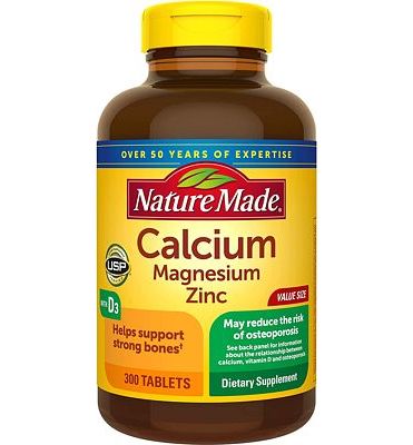 Purchase Nature Made Calcium Magnesium Zinc with Vitamin D3, Dietary Supplement for Bone Support, 300 Tablets at Amazon.com
