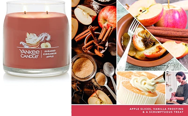 Purchase Yankee Candle Sugared Cinnamon Apple Scented, Signature 13oz Medium Jar 2-Wick Candle, Over 35 Hours of Burn Time on Amazon.com