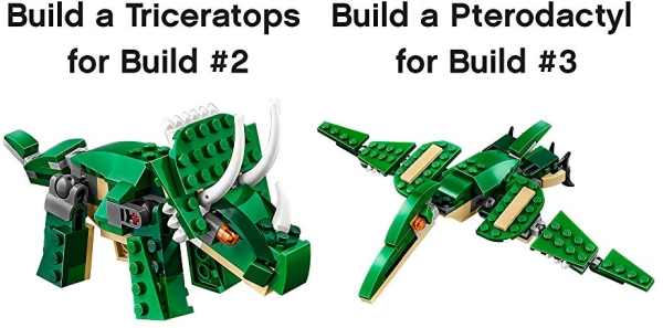 Purchase LEGO Creator Mighty Dinosaurs 31058 Build It Yourself Dinosaur Set, Create a Pterodactyl, Triceratops and T Rex Toy (174 Pieces) on Amazon.com