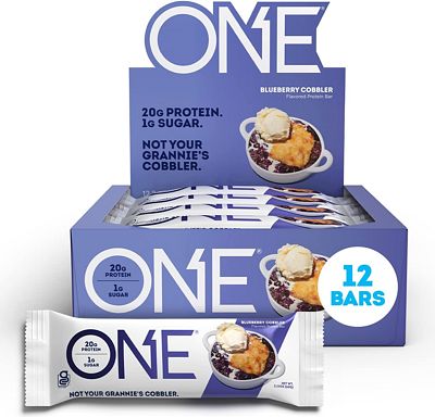 Purchase ONE Protein Bars, Blueberry Cobbler, Gluten Free Protein Bars with 20g Protein and only 1g Sugar, 2.12 oz (12 Count) at Amazon.com