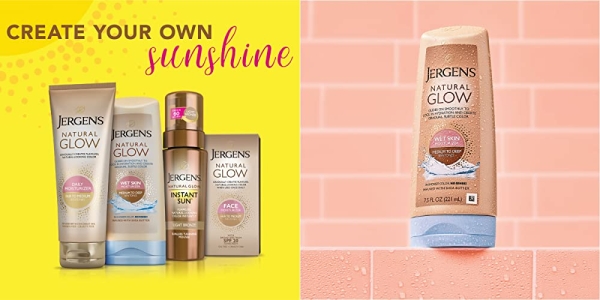 Purchase Jergens Natural Glow In Shower Lotion, Self Tanner for Medium to Deep Skin Tone, Sunless Tanning Wet Skin Lotion for Gradual, Flawless Color, 7.5 Ounce on Amazon.com