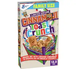Cinnamon Toast Crunch Breakfast Cereal, Crispy Cinnamon Cereal, Family Size, 18.8 oz Cereal Box