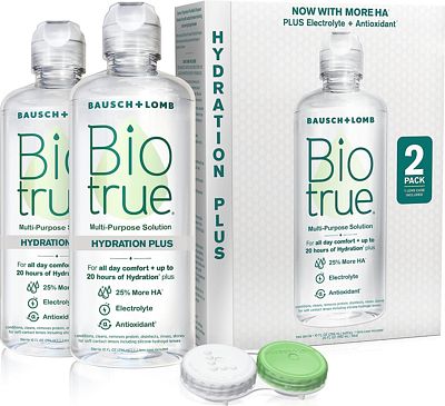 Purchase Biotrue Hydration Plus Contact Lens Solution, Multi-Purpose Solution for Soft Contact Lenses, Lens Case Included, 10 Fl Oz (Pack of 2) at Amazon.com