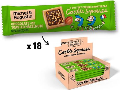 Purchase Michel et Augustin Gourmet Chocolate Cookie Squares, Individually Wrapped, 18 pack, 4 French Shortbread Cookies per Bar at Amazon.com