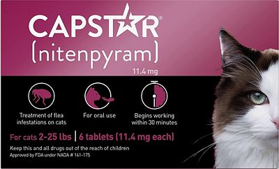 Purchase CAPSTAR (nitenpyram) Oral Flea Treatment for Cats, Fast Acting Tablets Start Killing Fleas in 30 Minutes, Cats 2-25 lbs, 6 Doses at Amazon.com
