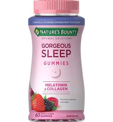 Purchase Nature's Bounty Optimal Solutions Gorgeous Sleep Melatonin 5mg Gummies with Collagen, Assorted Fruit Flavors, 60 Count at Amazon.com