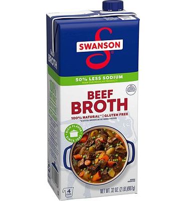 Purchase Swanson 100% Natural, 50% Less Sodium Beef Broth, 32 oz Carton at Amazon.com