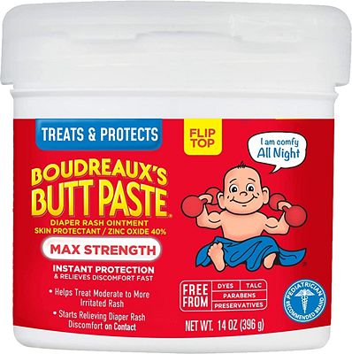 Purchase Boudreaux's Butt Paste Maximum Strength Diaper Rash Cream, Ointment for Baby, 14 oz Flip-Top Jar at Amazon.com