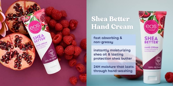 Purchase eos Shea Better Hand Cream - Pomegranate Raspberry, Natural Shea Butter Hand Lotion and Skin Care, 24 Hour Hydration with Shea Butter & Oil, 2.5 oz on Amazon.com
