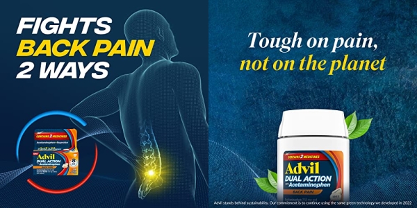 Purchase Advil Dual Action Back Pain Caplets Delivers 250mg Ibuprofen and 500mg Acetaminophen Per Dose for 8 Hours of Back Pain Relief - 144 Count on Amazon.com