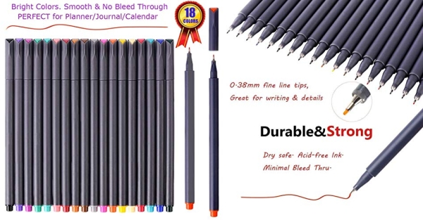 Purchase iBayam Journal Planner Pens Colored Pens Fine Point Markers Fine Tip, 18 Colors on Amazon.com