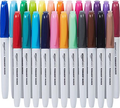 Purchase Amazon Basics Fine Point Tip Permanent Markers - Assorted Colors, 24-Pack at Amazon.com
