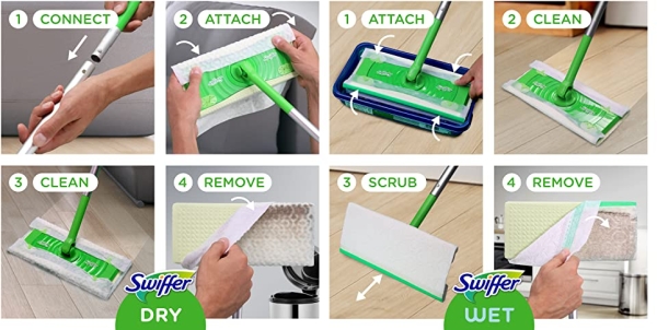 Purchase Swiffer Sweeper 2-in-1 Mops for Floor Cleaning, Dry and Wet Multi Surface Floor Cleaner, Sweeping and Mopping Starter Kit, Includes 1 Mop + 19 Refills, 20 Piece Set on Amazon.com