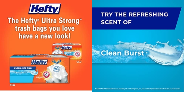Purchase Hefty Ultra Strong Tall Kitchen Trash Bags - Clean Burst, 13 Gallon, 80 Count on Amazon.com