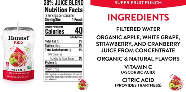 Purchase Honest Kids Super Fruit Punch Organic Fruit Juice Drink, 6.75 Fl. Oz, 32 Pack on Amazon.com