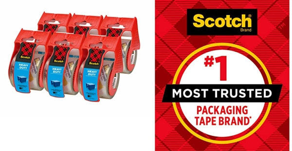 Purchase Scotch Heavy Duty Shipping Packaging Tape, 6 Rolls with Dispenser, Clear, Great for Packing, Shipping & Moving on Amazon.com