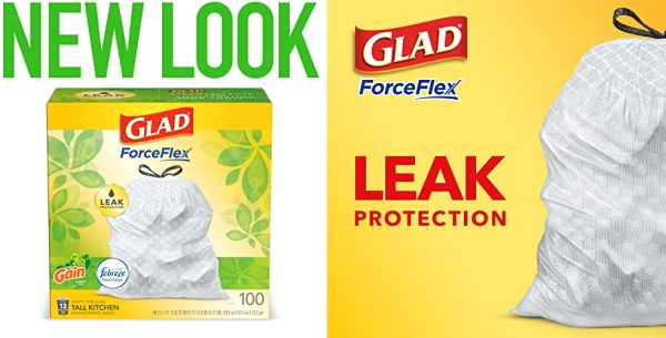 Purchase Glad Tall Kitchen Drawstring Trash Bags - OdorShield 13 Gallon White Trash Bag, Gain Original with Febreze Freshness - 100 Count on Amazon.com