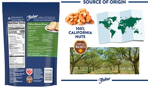 Purchase Fisher Chopped Walnuts, 6 Ounces, California Grown Walnuts, Unsalted, Naturally Gluten Free, No Preservatives, Non-GMO on Amazon.com