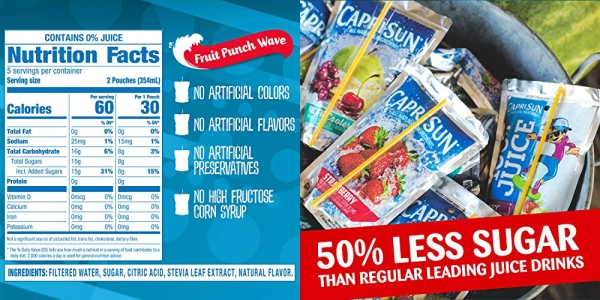 Purchase Capri Sun Roarin' Waters Fruit Punch Juice Drink (6 oz Pouches, 4 Boxes of 10) on Amazon.com