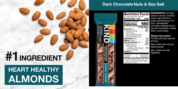 Purchase KIND Bars, Dark Chocolate Nuts & Sea Salt, Gluten Free, Low Sugar, 1.4oz, 12 Count on Amazon.com