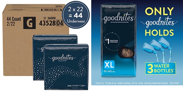 Purchase GoodNites Bedtime Bedwetting Underwear for Boys, S-M (38-65 lb), 44 Ct. on Amazon.com