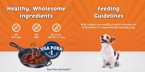 Purchase Blue Buffalo Sizzlers Natural Bacon-Style Soft-Moist Dog Treats on Amazon.com