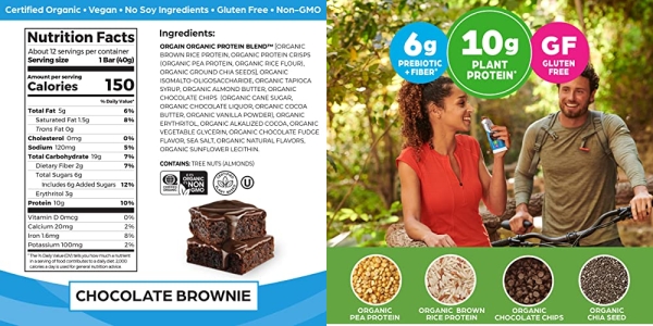 Purchase Orgain Organic Plant Based Protein Bar, Chocolate Brownie, 12 Count on Amazon.com