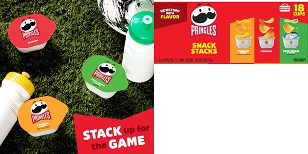 Purchase Pringles Snack Stacks Potato Crisps Chips, Flavored Variety Pack, Original, Cheddar Cheese, and Sour Cream and Onion, 12.9 oz (18 Cups) on Amazon.com