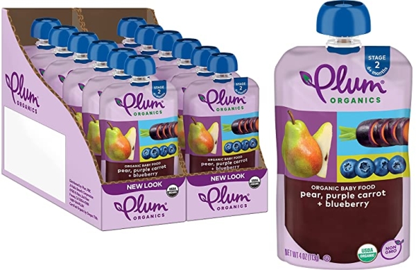 Purchase Plum Organics Stage 2, Organic Baby Food, Pear, Purple Carrot and Blueberry, 4 Oz per pack, Pack of 12 on Amazon.com
