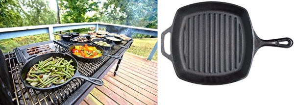 Purchase Lodge Cast Iron Grill Pan, Square, Black, 10.5 Inch on Amazon.com