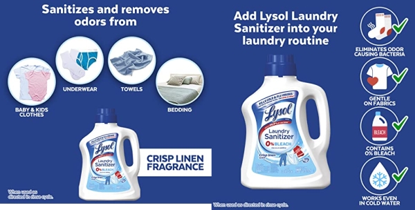 Purchase Lysol Laundry Sanitizer Additive, Crisp Linen, 90oz on Amazon.com