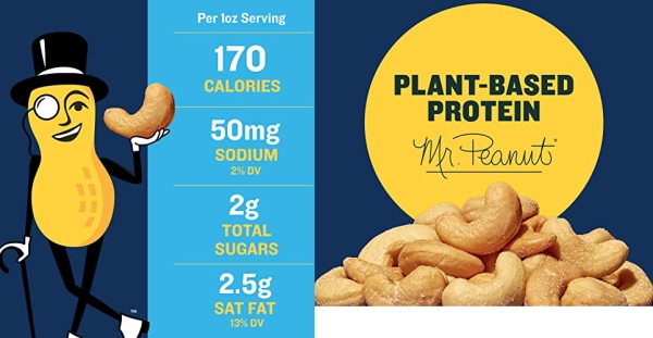 Purchase Planters Lightly Salted Deluxe Whole Cashews (1lb 2.25oz Canister) on Amazon.com