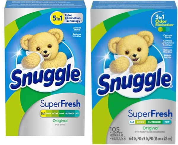 Purchase Snuggle Plus Super Fresh Fabric Softener Dryer Sheets with Static Control and Odor Eliminating Technology, 105 Count on Amazon.com
