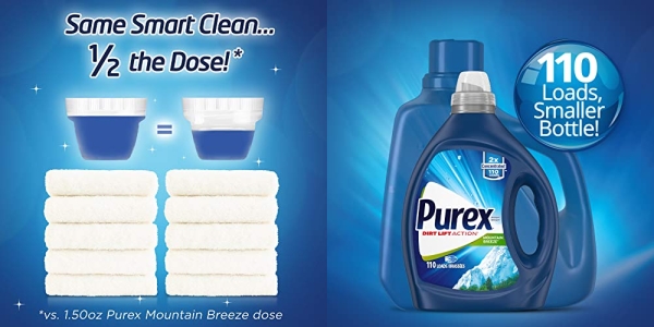 Purchase Purex Liquid Laundry Detergent, Mountain Breeze, 2X Concentrated, 2 Count, 220 Total Loads on Amazon.com