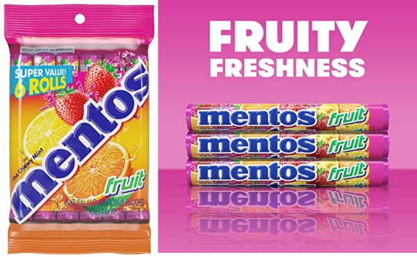 Purchase Mentos Chewy Mint Candy Roll, Fruit, Non Melting, 1.32 ounce/14 Pieces (Pack of 6) on Amazon.com